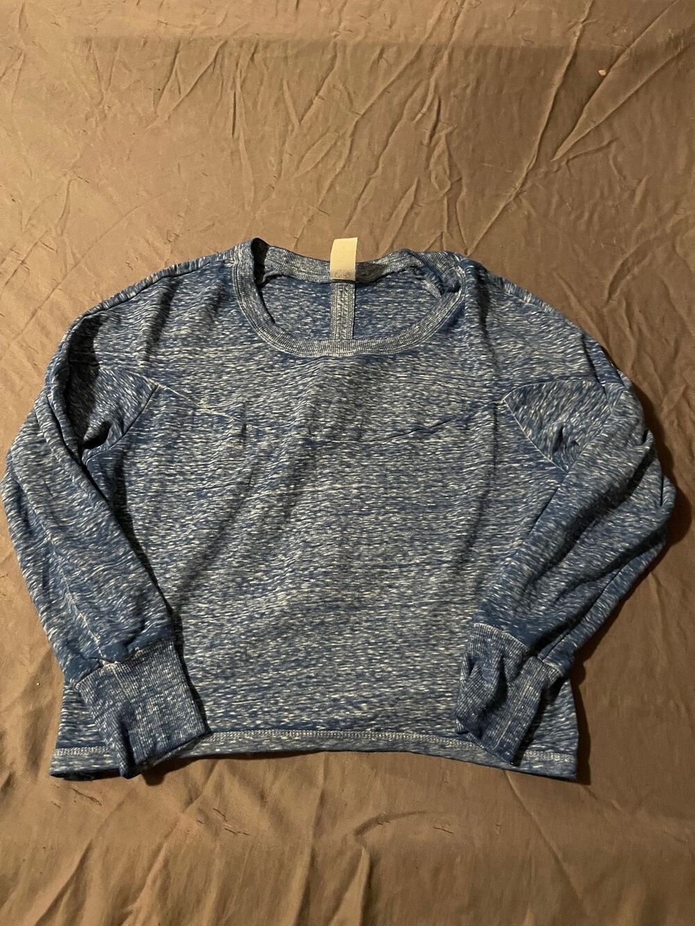 Le Verde Shirt Womens S Split Back Raglan Long Sleeve Blue Marled Top Sweater